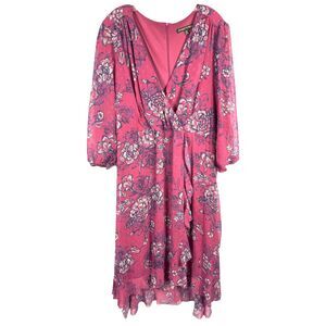 Always Indigo Plus Size 3X Dress Purple Pink Floral High Low Midi Maxi Belt 349